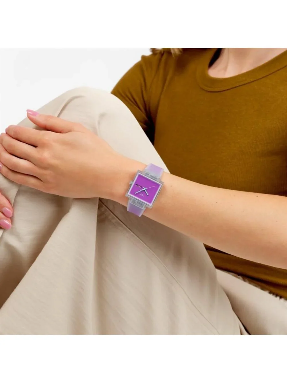 Unisex Pink Casual Watch Bio-sourced Quartz Square Analog Stylish Wrist Watch